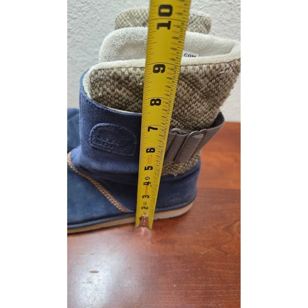 Sorel Nakiska Boots Womens 7.5 Blue Suede Knit‎ Quilted Winter NL2070-464